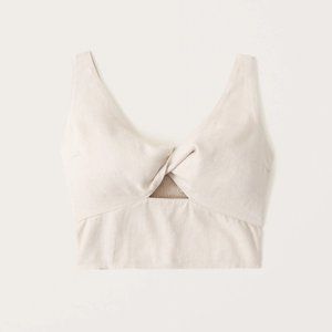 Abercrombie & Fitch Cream Twist Front Top